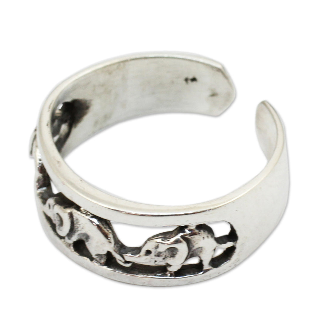Thai Elephants Sterling Silver Toe Ring - Elephant Walk