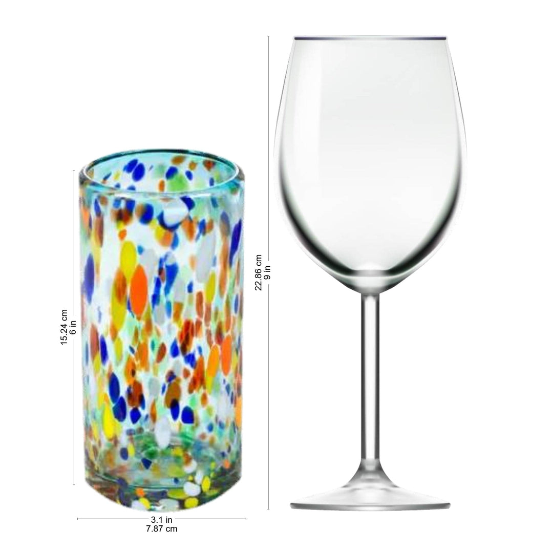 Hand Crafted Blown Glass Tumblers (set of 6) - Sky Rainbow Raindrops
