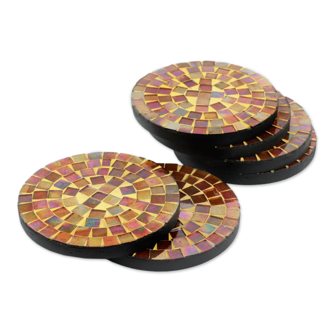 Round Glass Tile Coasters Handcrafted in India (set of 6) - Earth's Vanity