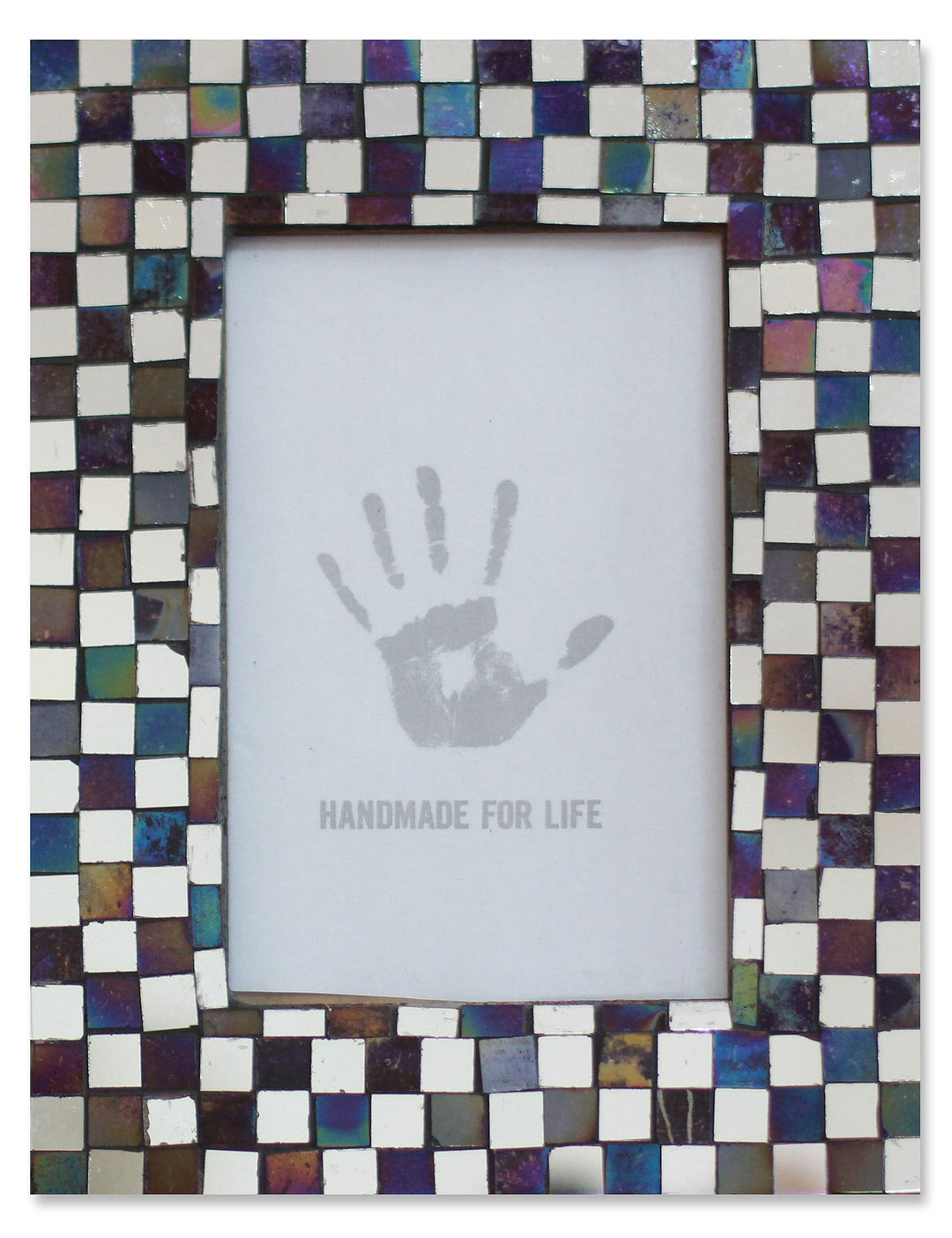 Handcrafted Glass Tile Photo Frame (4x6) - Memoirs of Amethyst and Silver