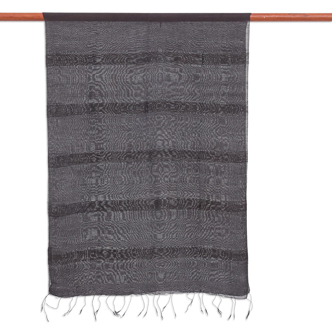 Handwoven Rayon and Silk Scarf - Black Harmony