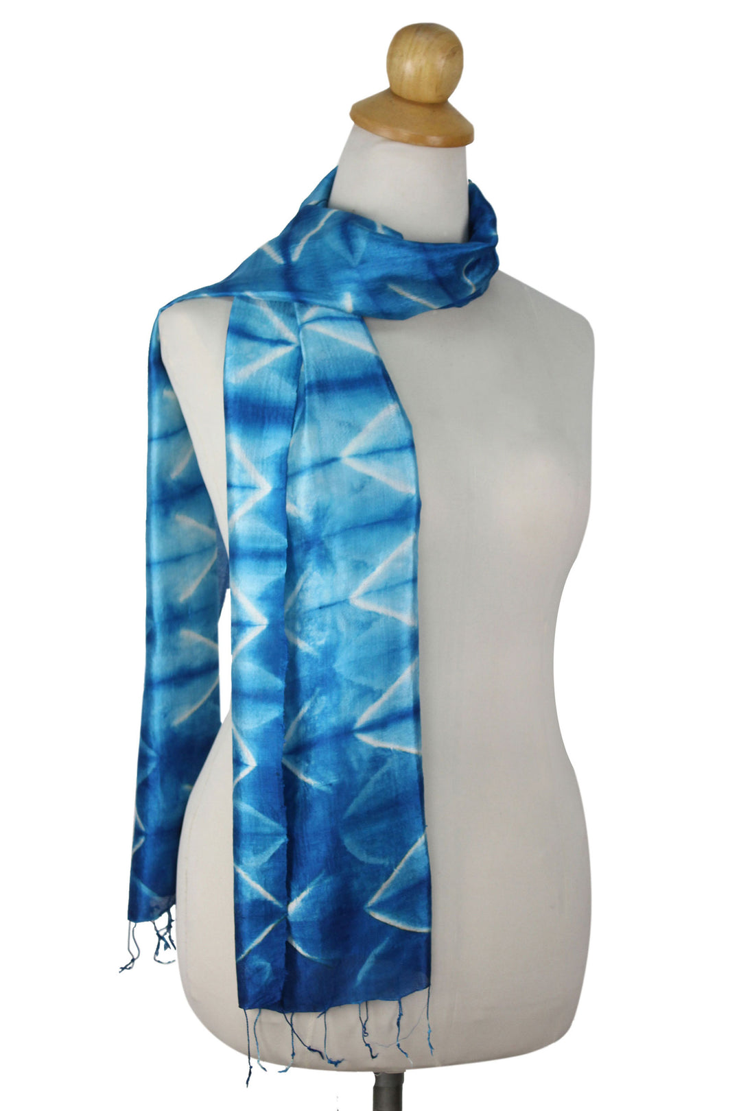 Silk Tie Dye Scarf from Thailand - Azure Mystique
