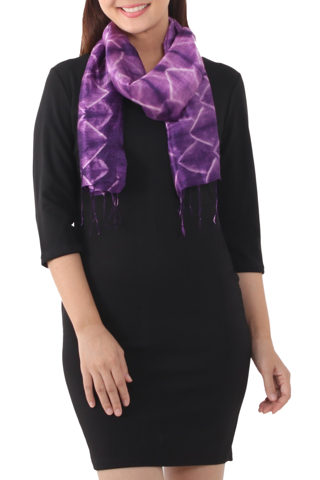 Silk Tie Dye Scarf from Thailand - Amethyst Mystique