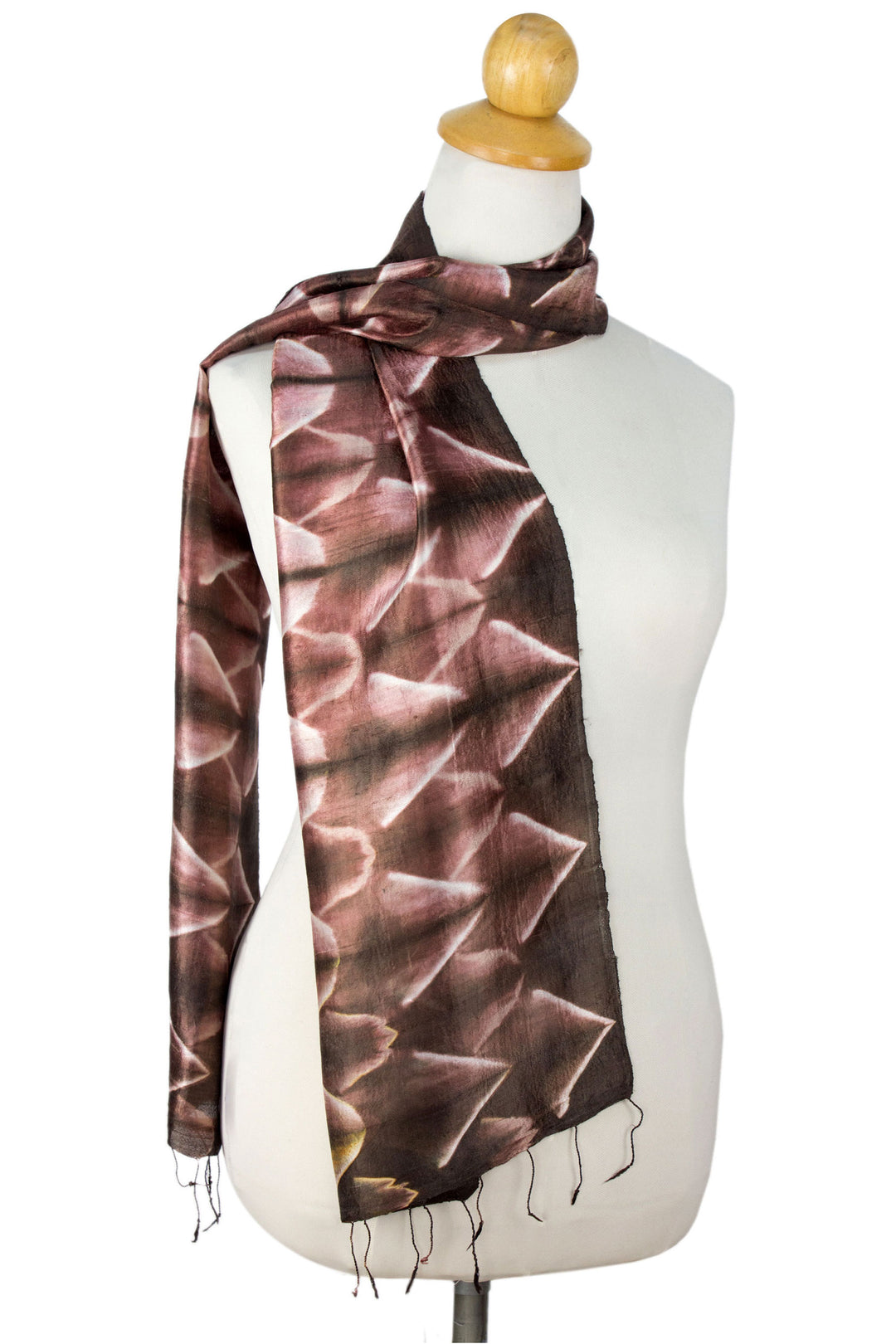 Fair Trade Silk Tie Dye Scarf from Thailand - Cocoa Mystique