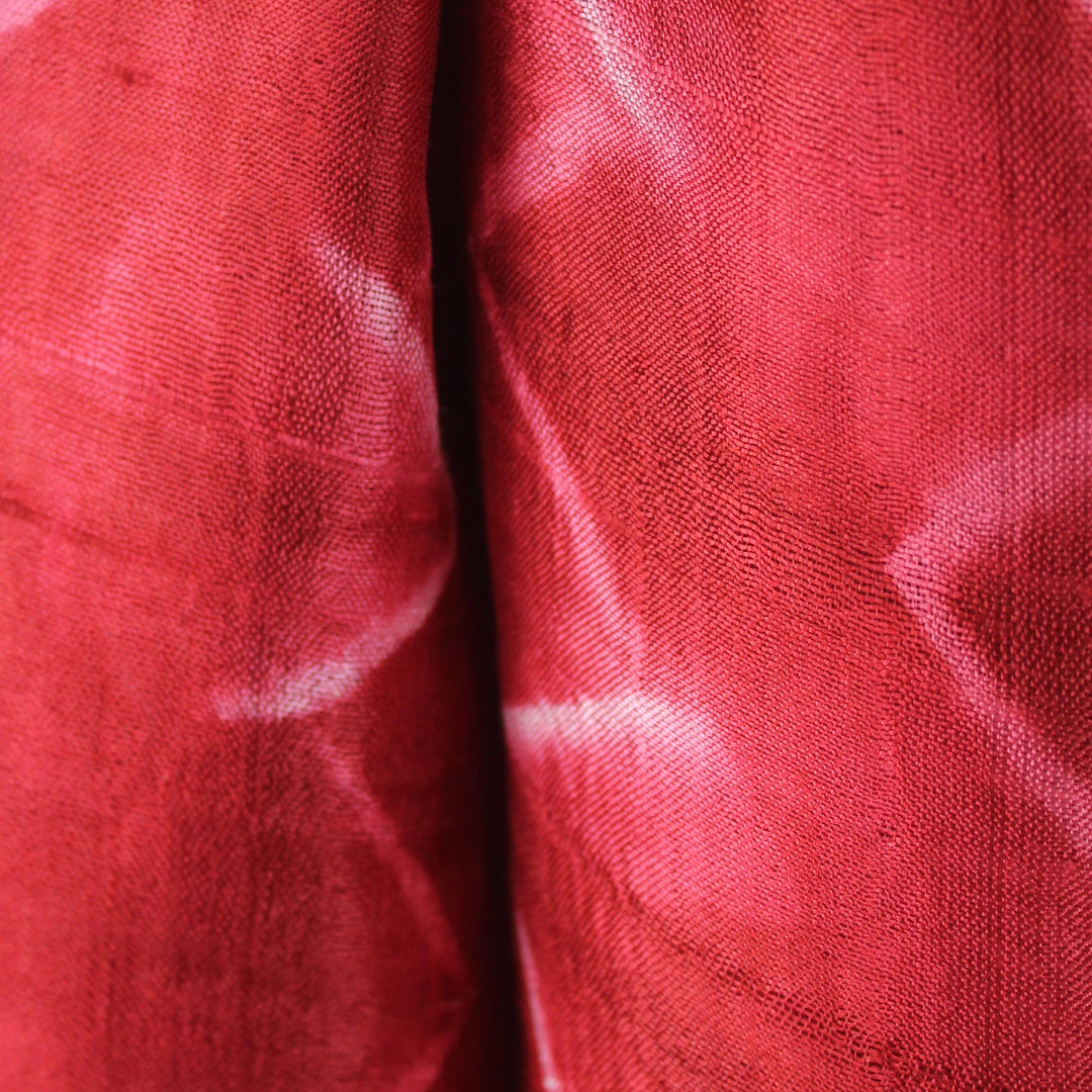 Red Silk Tie Dye Scarf from Thailand - Red Mountains
