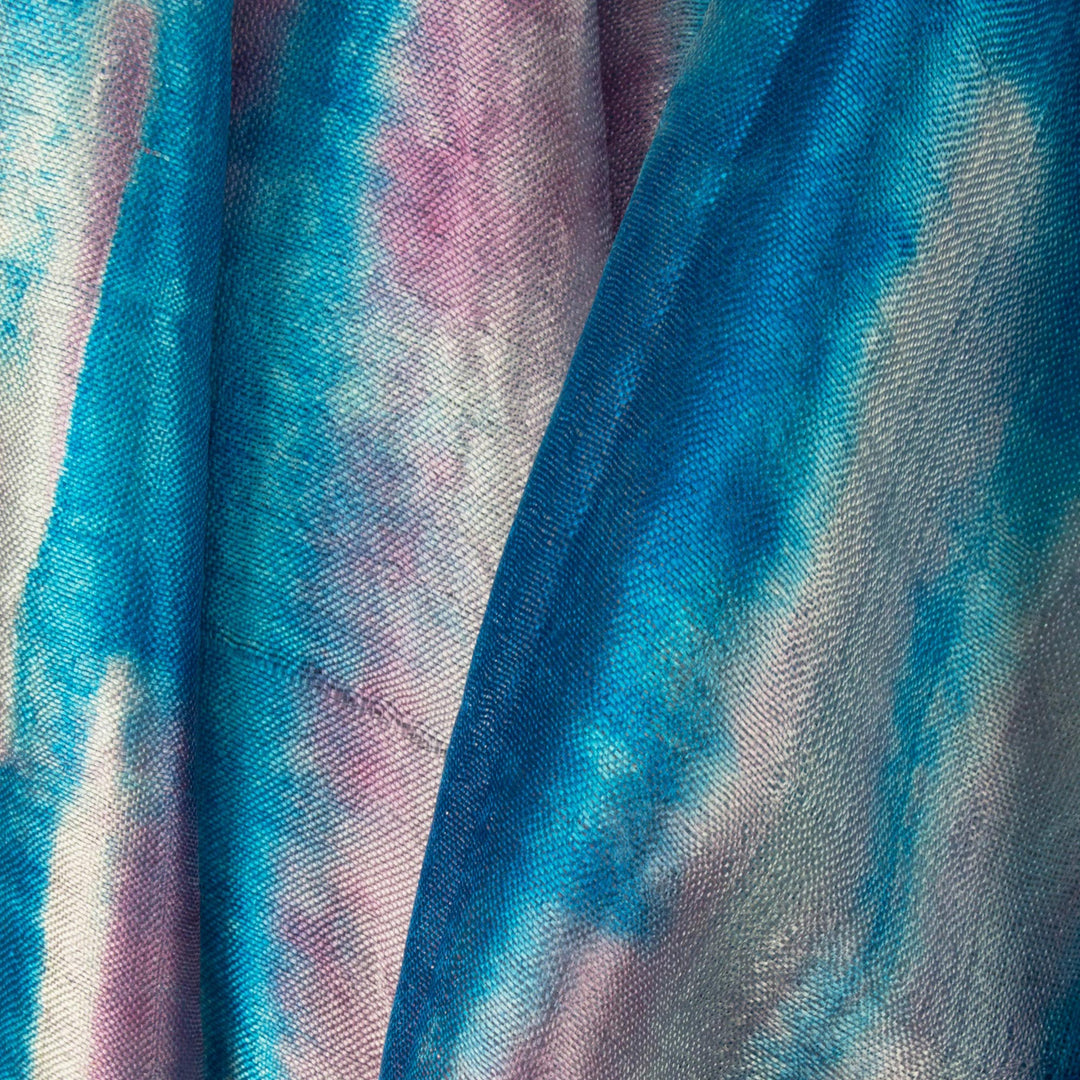 Blue and Pink Tie Dye Silk Scarf - Azure Thai Rive