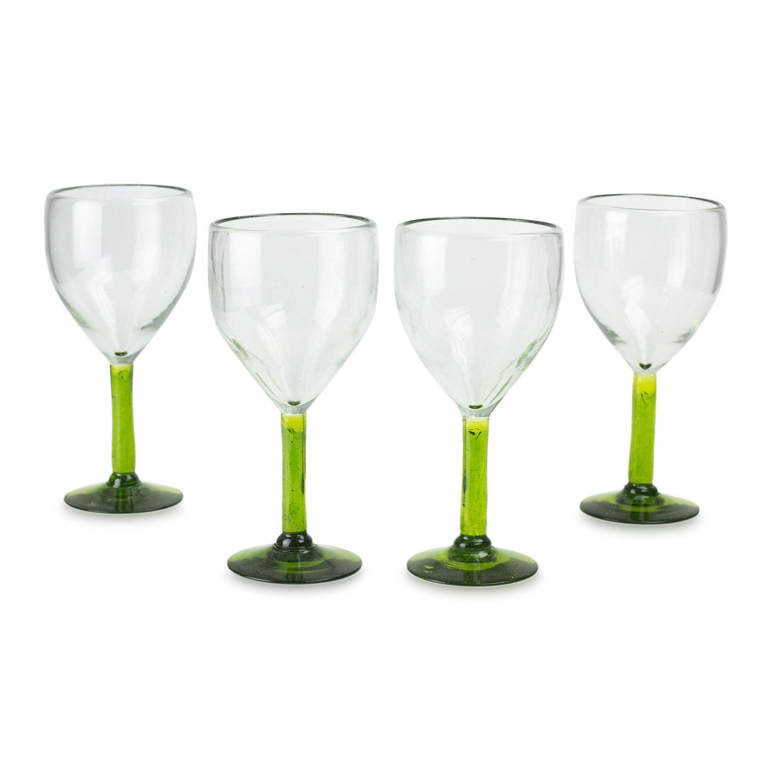 Hand Made Wine Glasses Blown Glass Art (set of 4) - Forest Mirage