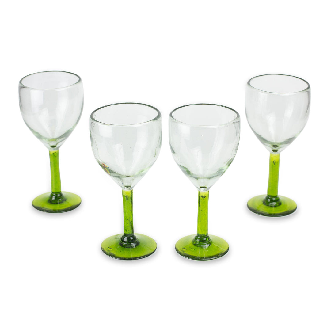Hand Made Wine Glasses Blown Glass Art (set of 4) - Forest Mirage