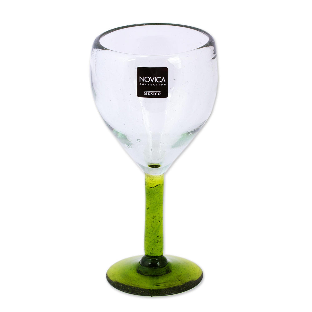 Hand Made Wine Glasses Blown Glass Art (set of 4) - Forest Mirage