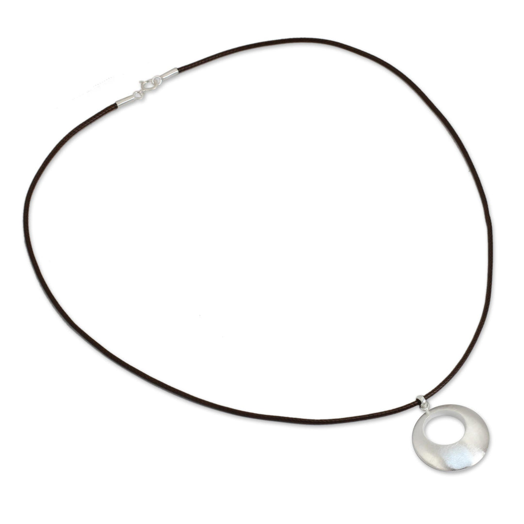Hand Made Brushed Silver Pendant Necklace - Satin Moon