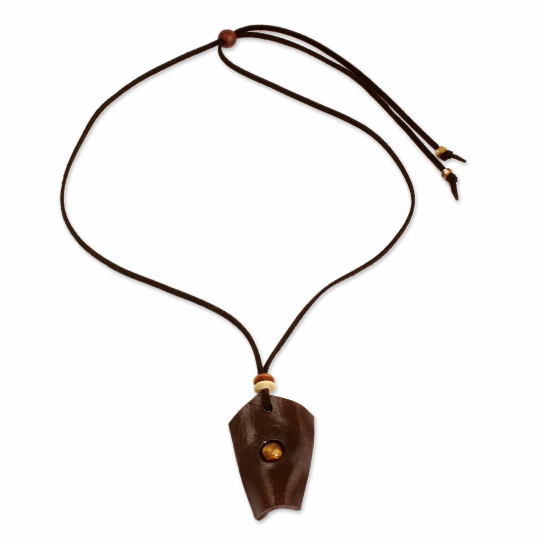 Leather and Tiger's Eye Artisan Crafted Necklace - Wild Nature