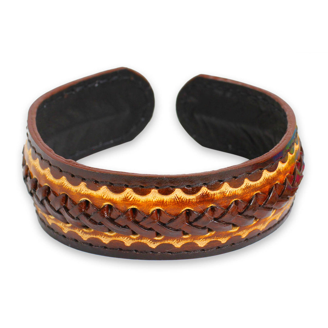 Artisan Crafted Leather Cuff Bracelet for Men - Desert Warrior