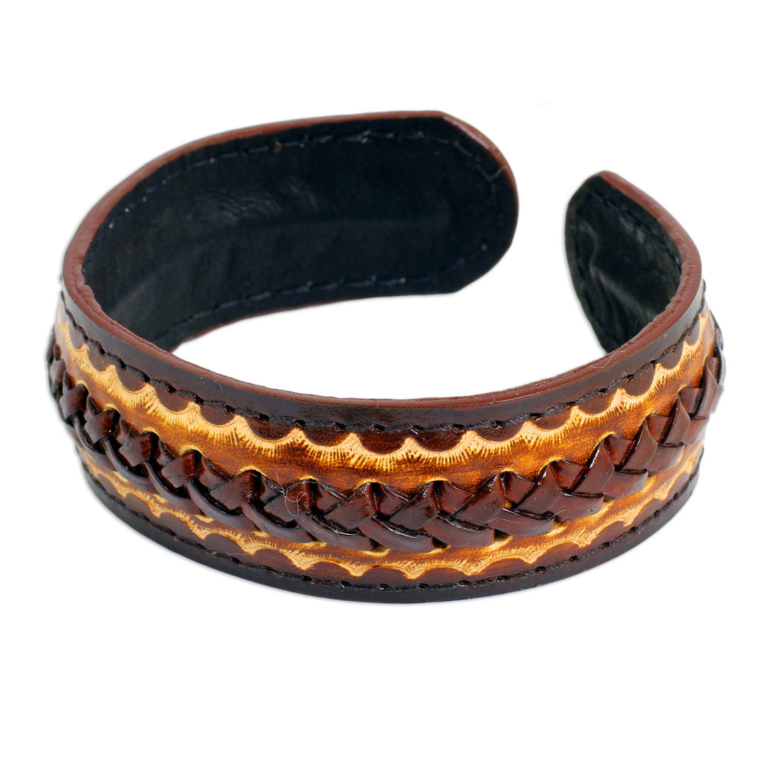 Artisan Crafted Leather Cuff Bracelet for Men - Desert Warrior