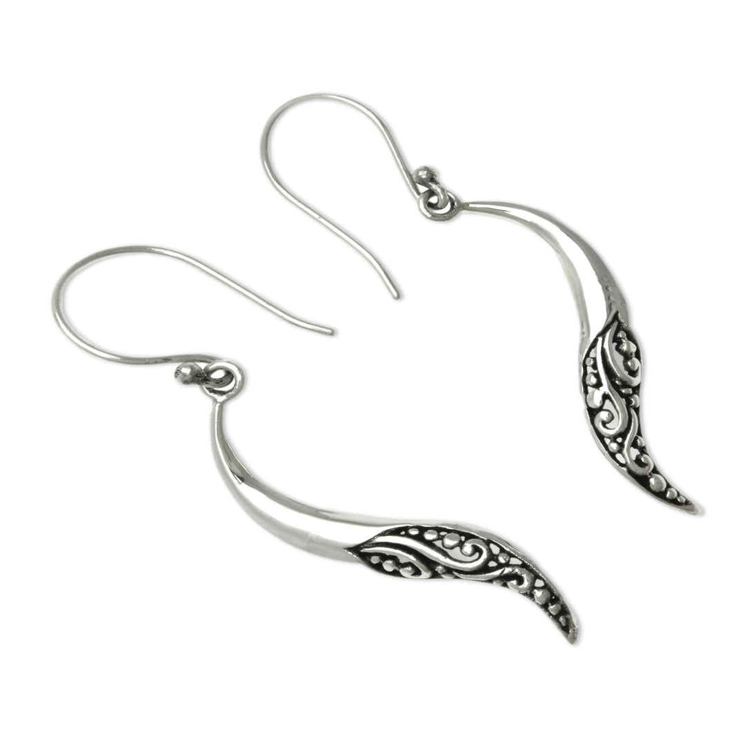 Hand Made Sterling Silver Dangle Earrings - Balinese Chili Pepper