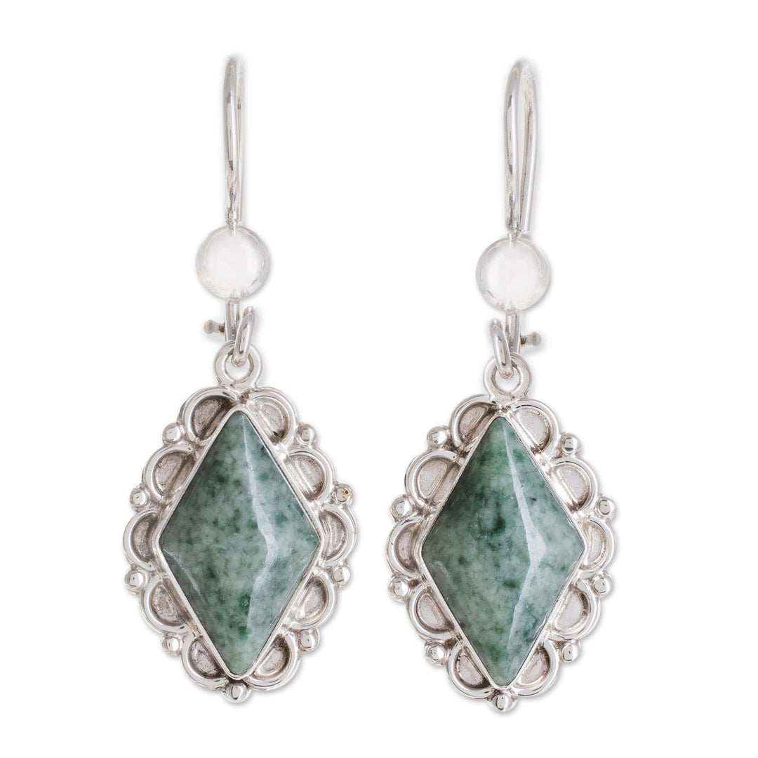 Guatemalan Light Green Jade Earrings - Diamond Dahlia