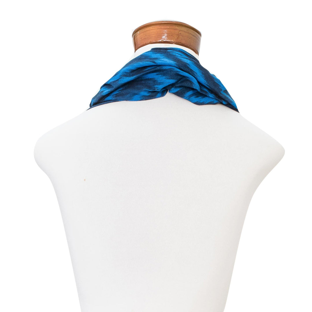 Handcrafted Cotton Infinity Scarf - Jaspe Blue
