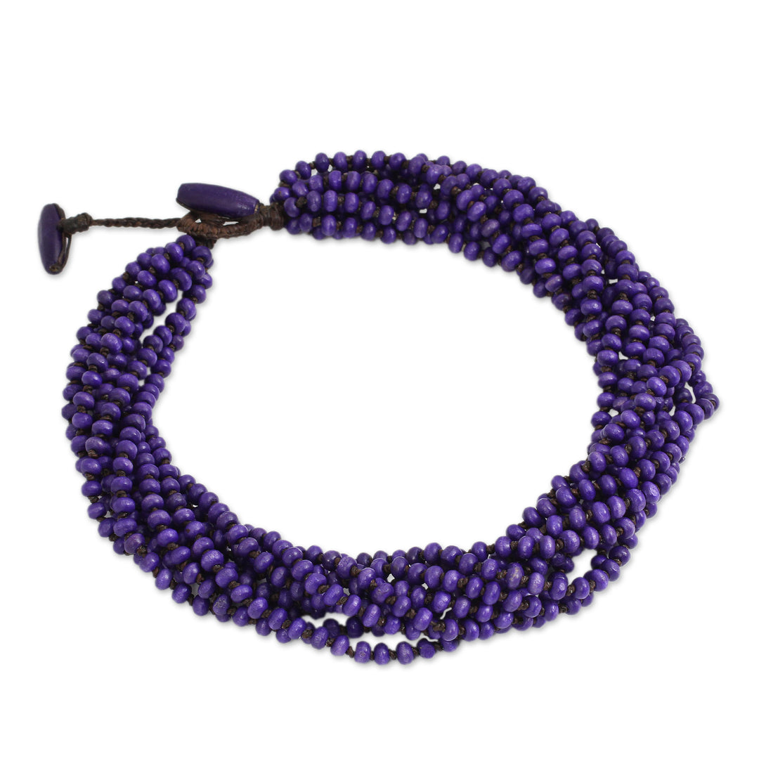 Purple Torsade Necklace Wood Beaded Jewelry - Nan Belle