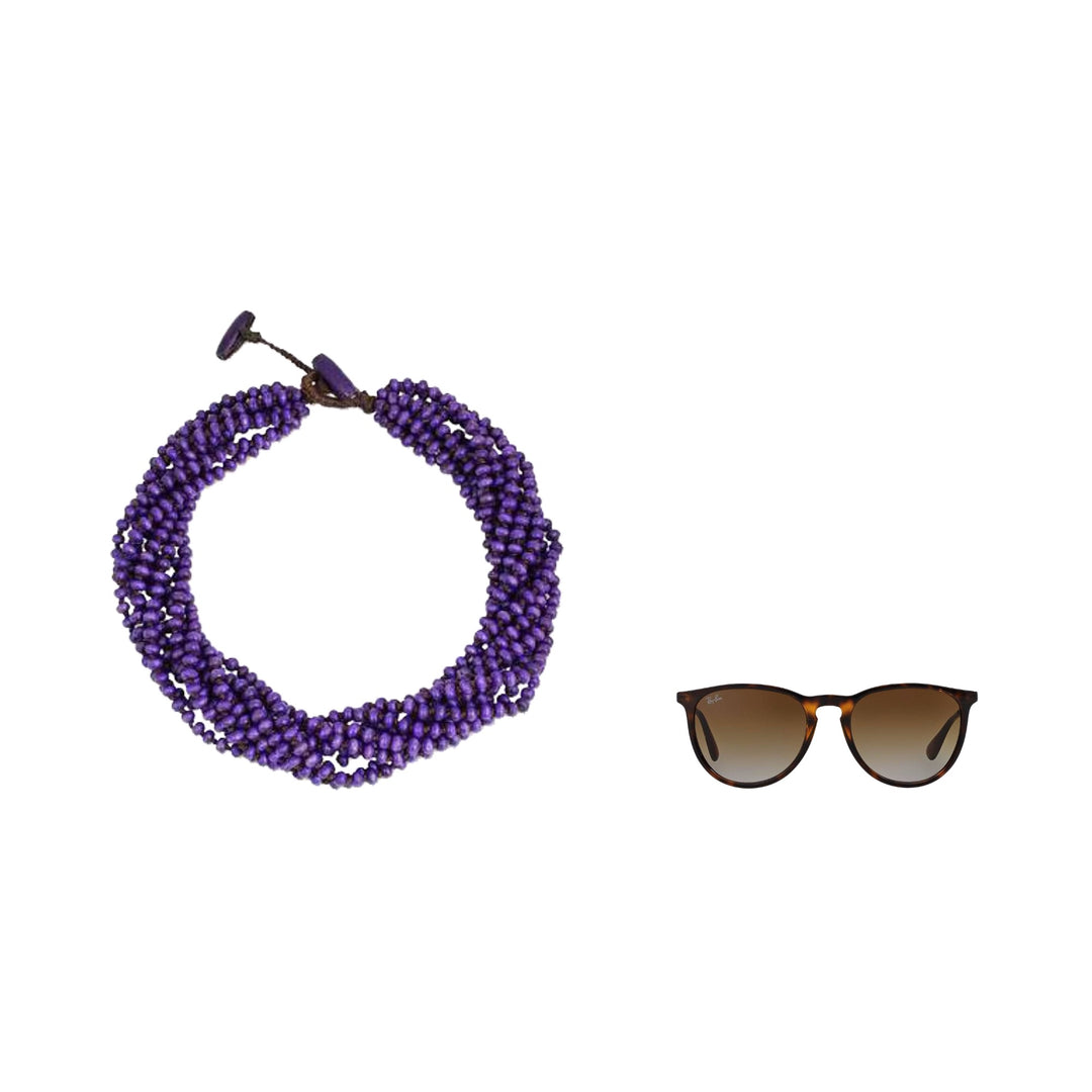 Purple Torsade Necklace Wood Beaded Jewelry - Nan Belle