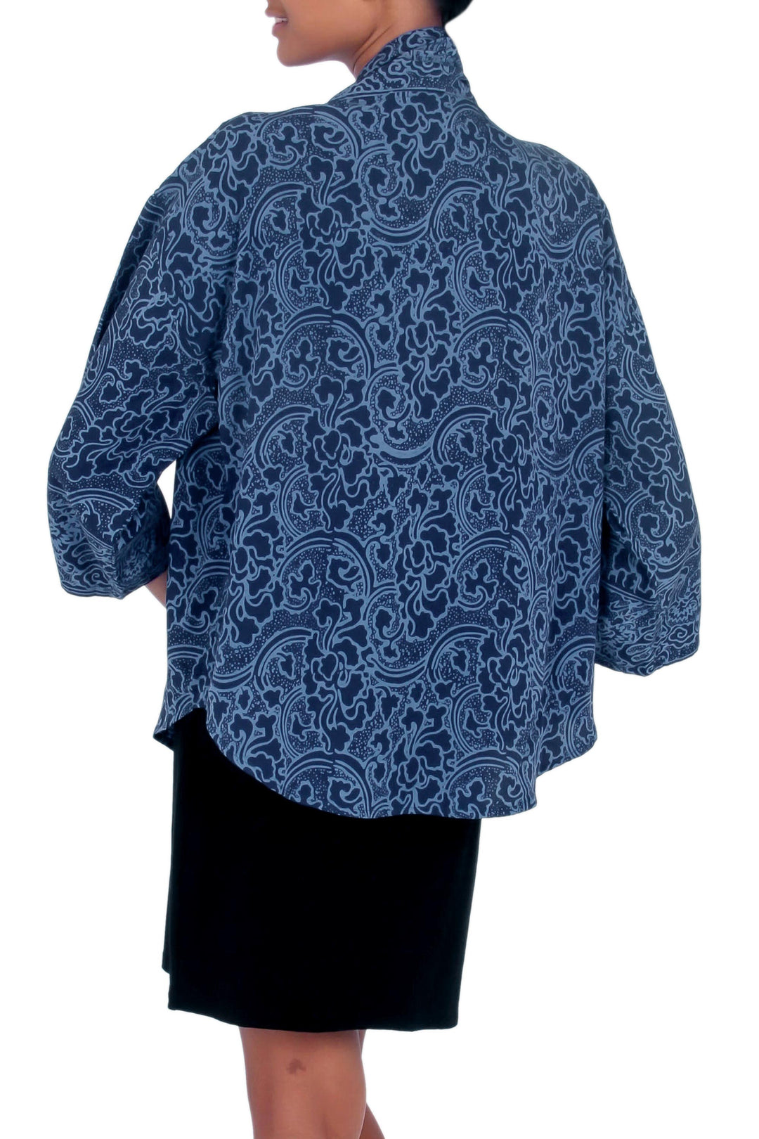 Blue Javanese Batik Rayon Kimono Jacket - Indigo Garden