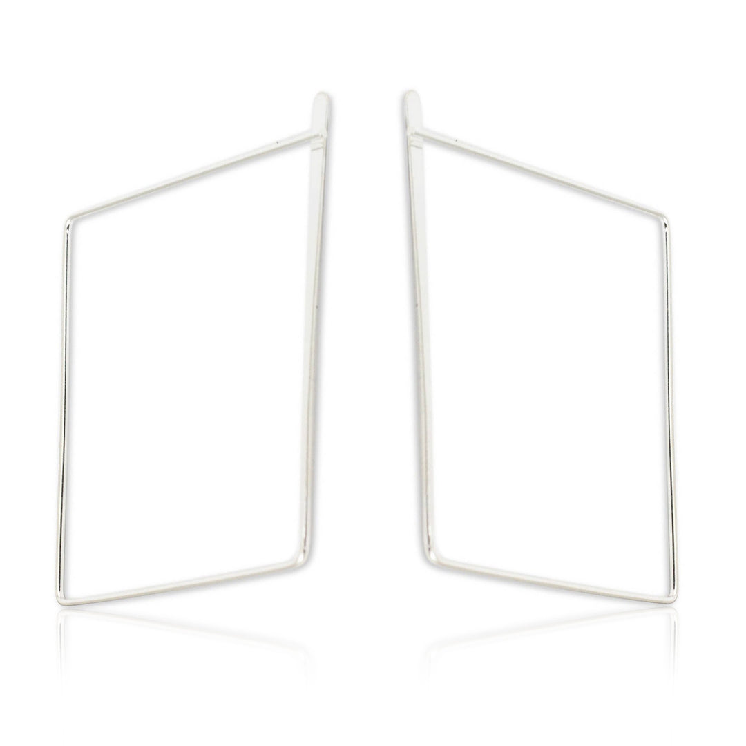 Artisan Crafted Sterling Silver Earrings - Minimalist Square