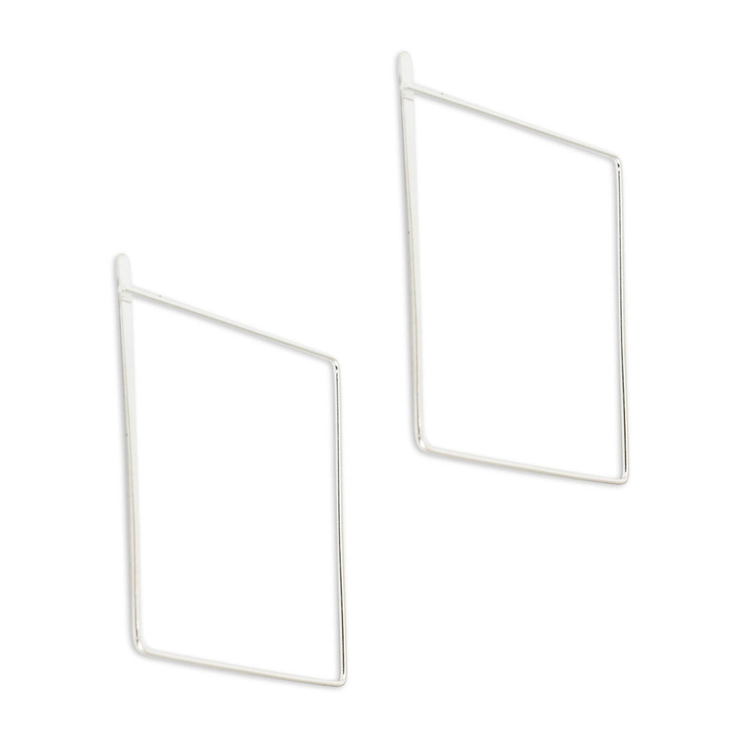 Artisan Crafted Sterling Silver Earrings - Minimalist Square