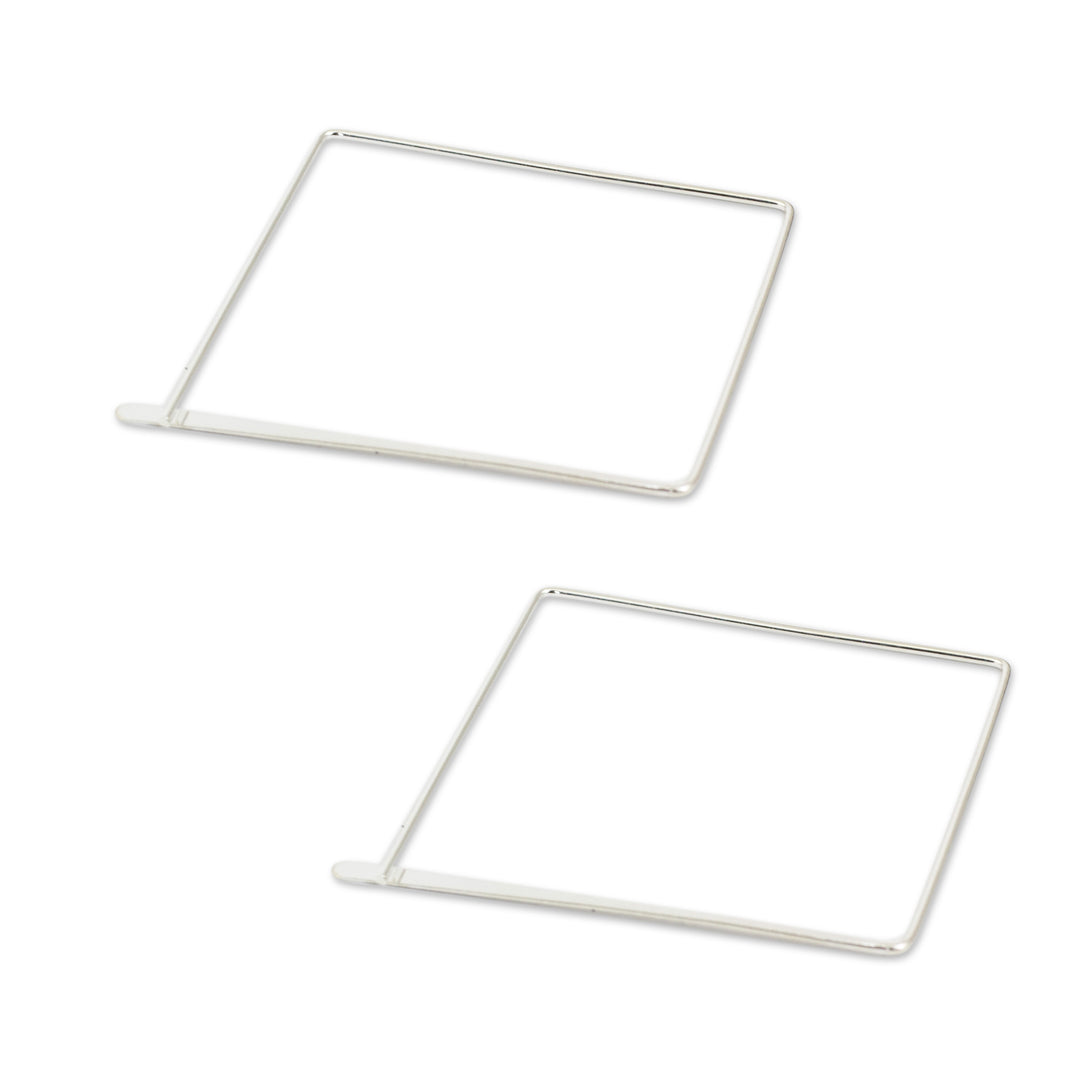 Artisan Crafted Sterling Silver Earrings - Minimalist Square