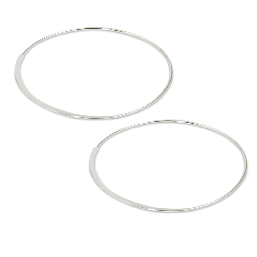 Artisan Crafted Sterling Silver Hoop Earrings - Minimalist Cycle