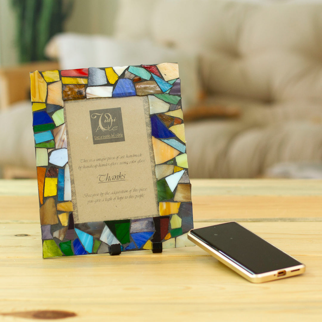 Handcrafted Stained Glass Photo Frame (5x7) - Mexican Kaleidoscope