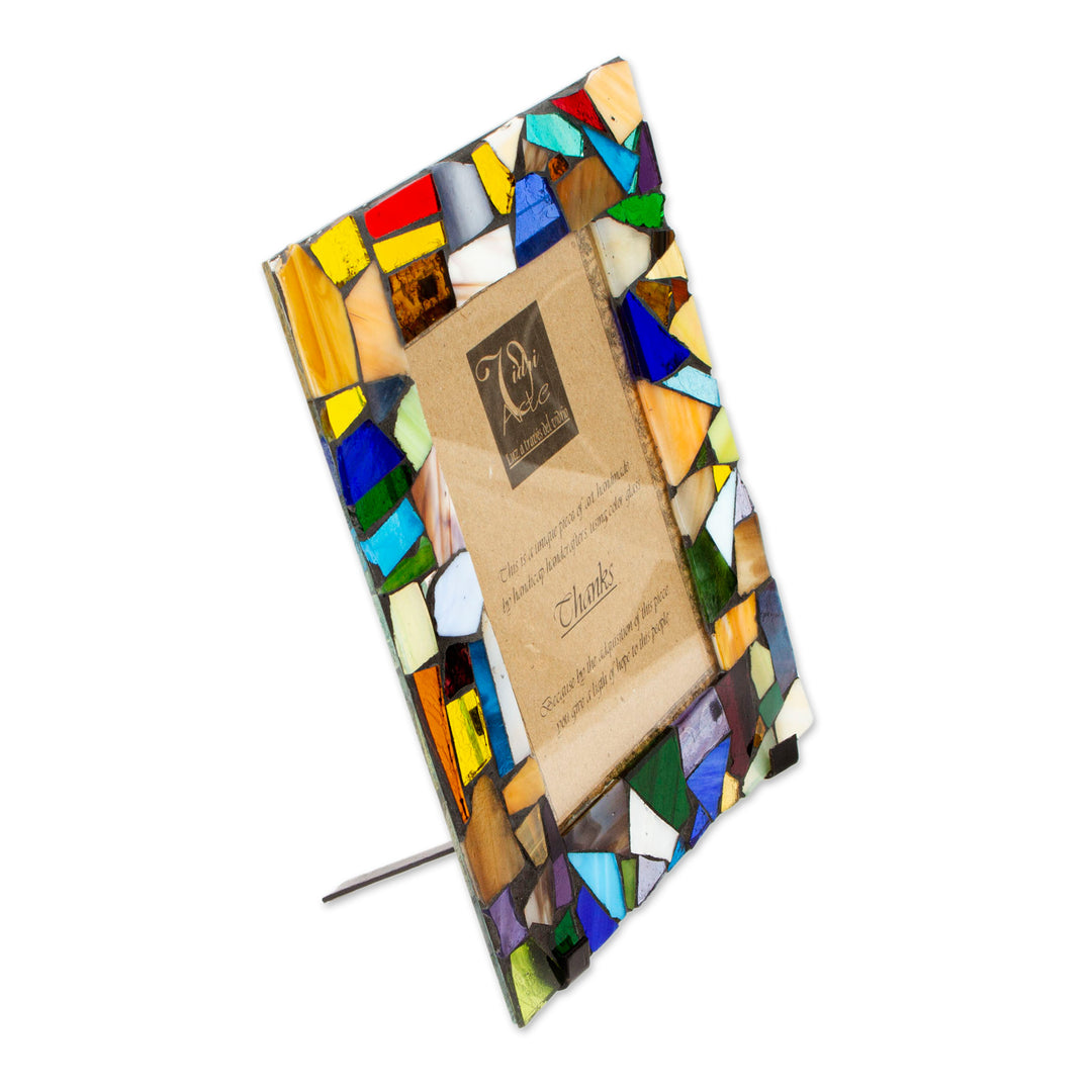 Handcrafted Stained Glass Photo Frame (5x7) - Mexican Kaleidoscope