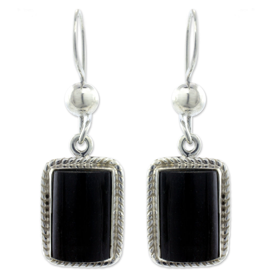 Handmade Guatemalan Black Jade Earrings - Night Monument