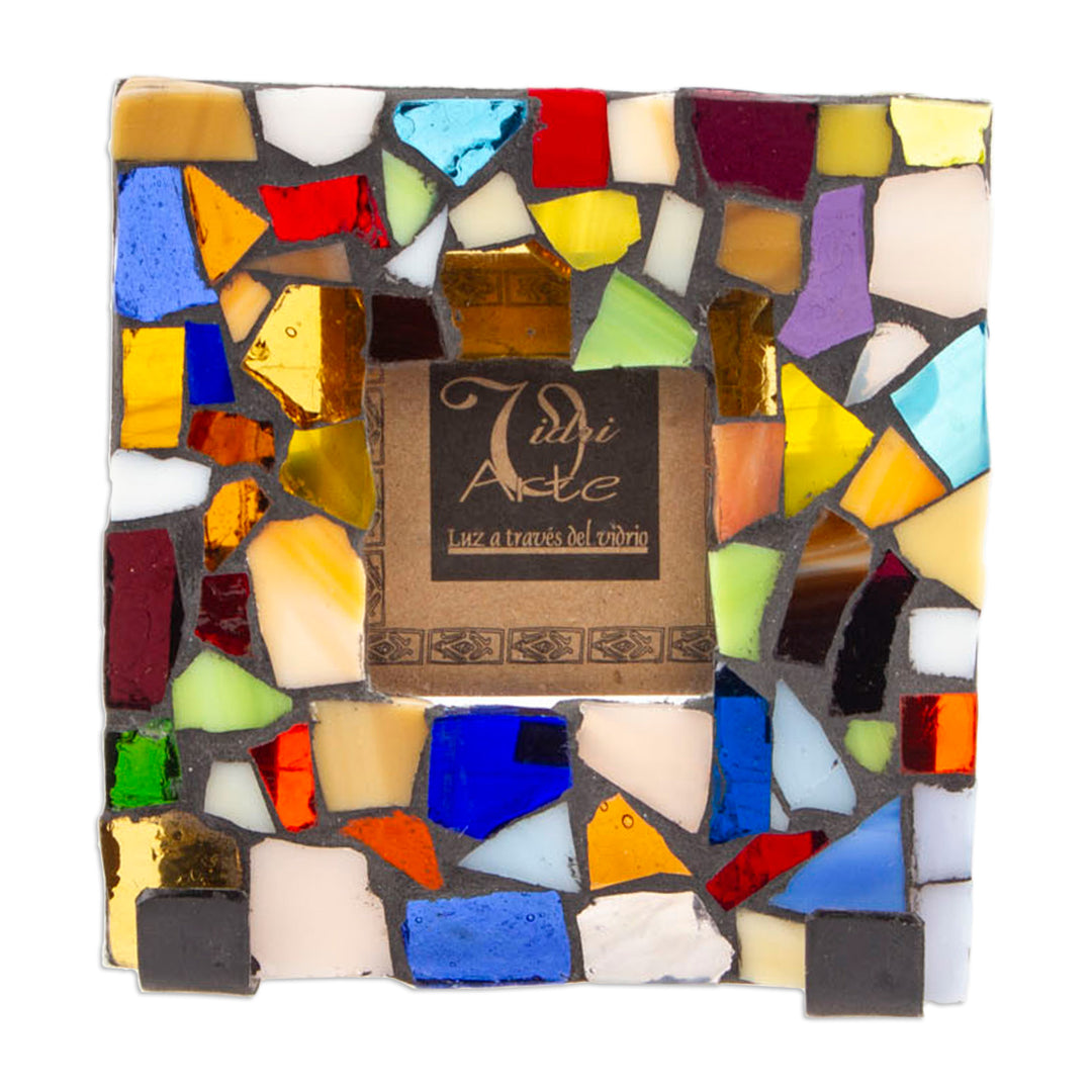 Handcrafted Stained Glass Photo Frame (2x2) - Mexican Kaleidoscope