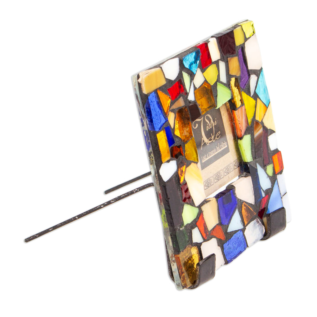 Handcrafted Stained Glass Photo Frame (2x2) - Mexican Kaleidoscope