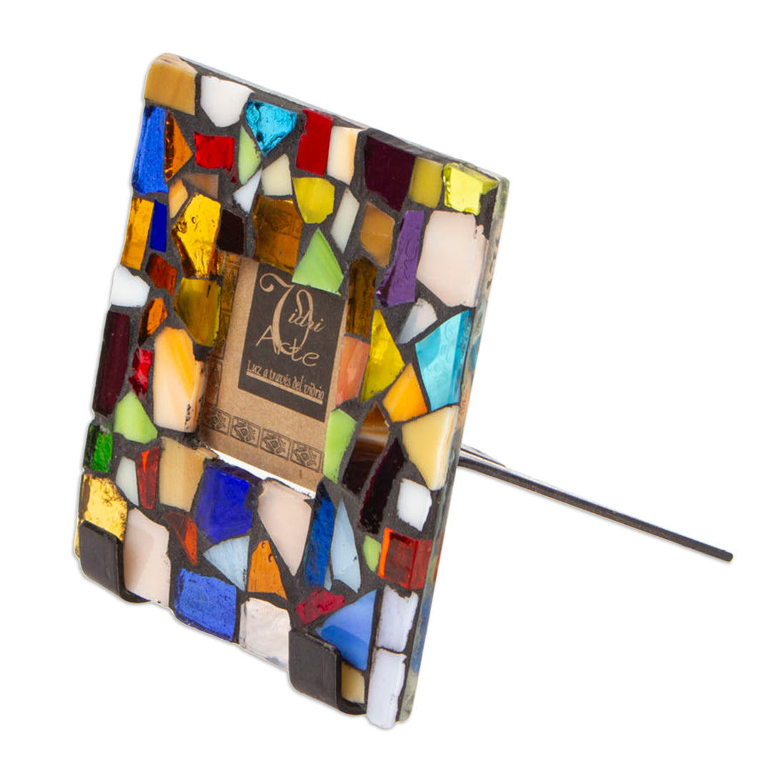 Handcrafted Stained Glass Photo Frame (2x2) - Mexican Kaleidoscope