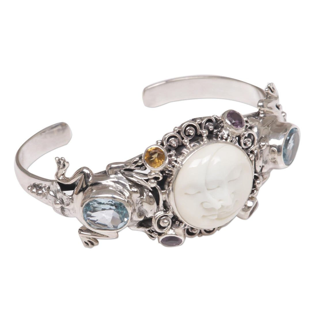 Artisan Crafted Blue Topaz Silver Cuff Bracelet - Twin Sister