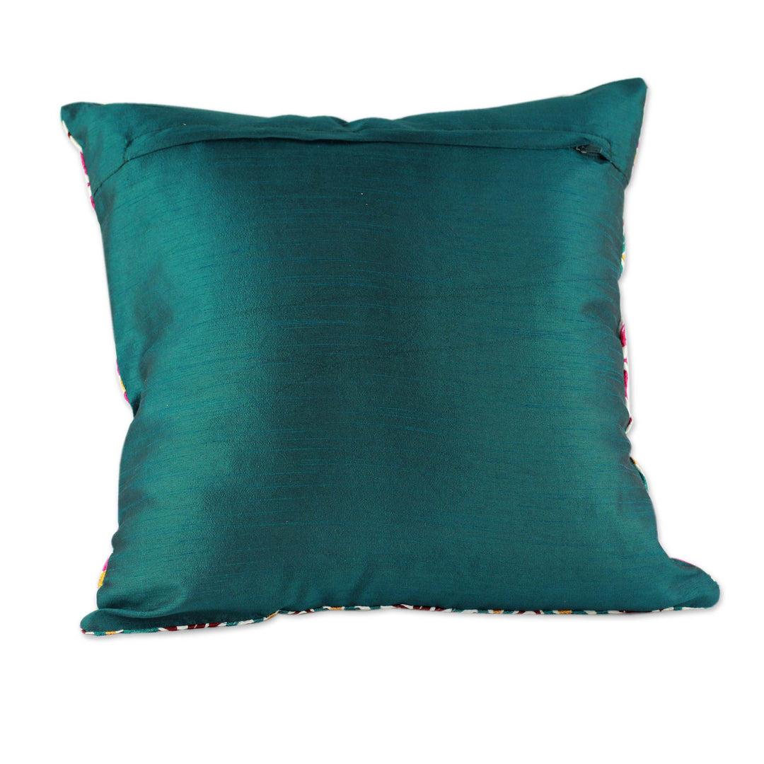 Bright Embroidered Applique Cushion Covers (Pair) - Happy