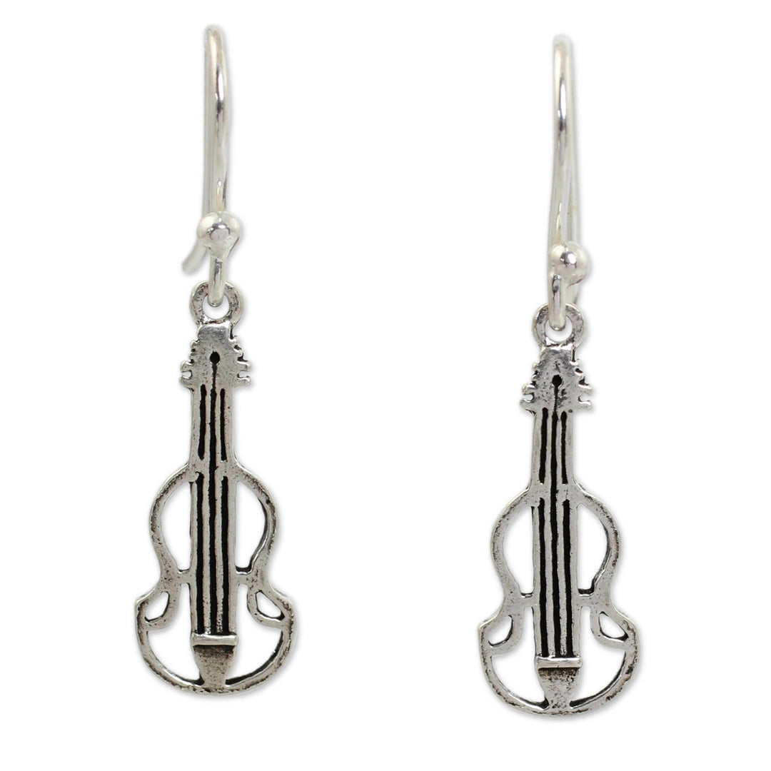 Music Theme Sterling Silver Earrings - Thai Violin