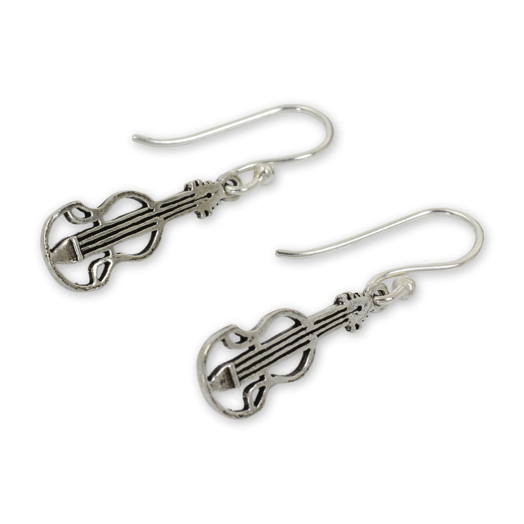 Music Theme Sterling Silver Earrings - Thai Violin