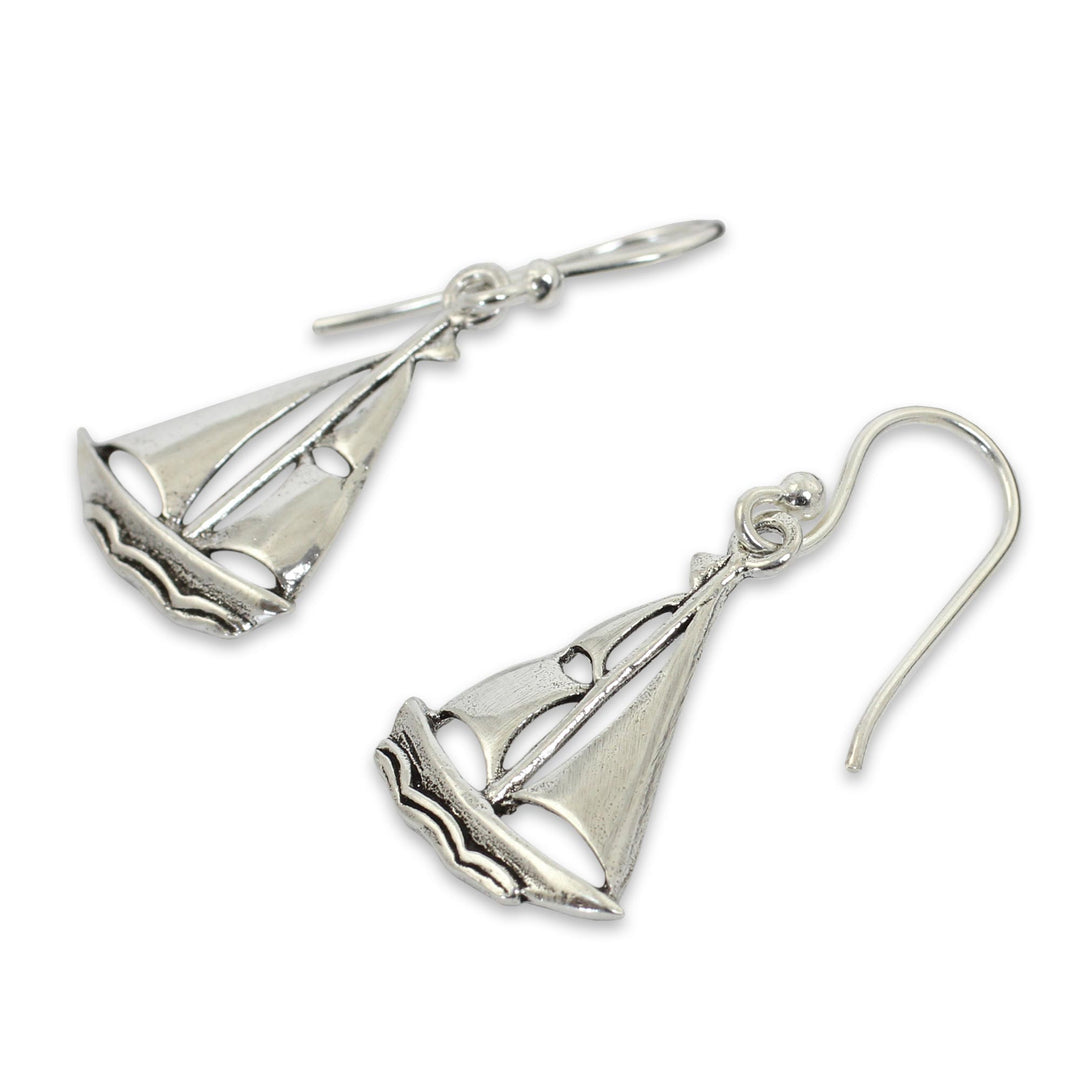 Sailboat Theme Sterling Silver Earrings - Mariner