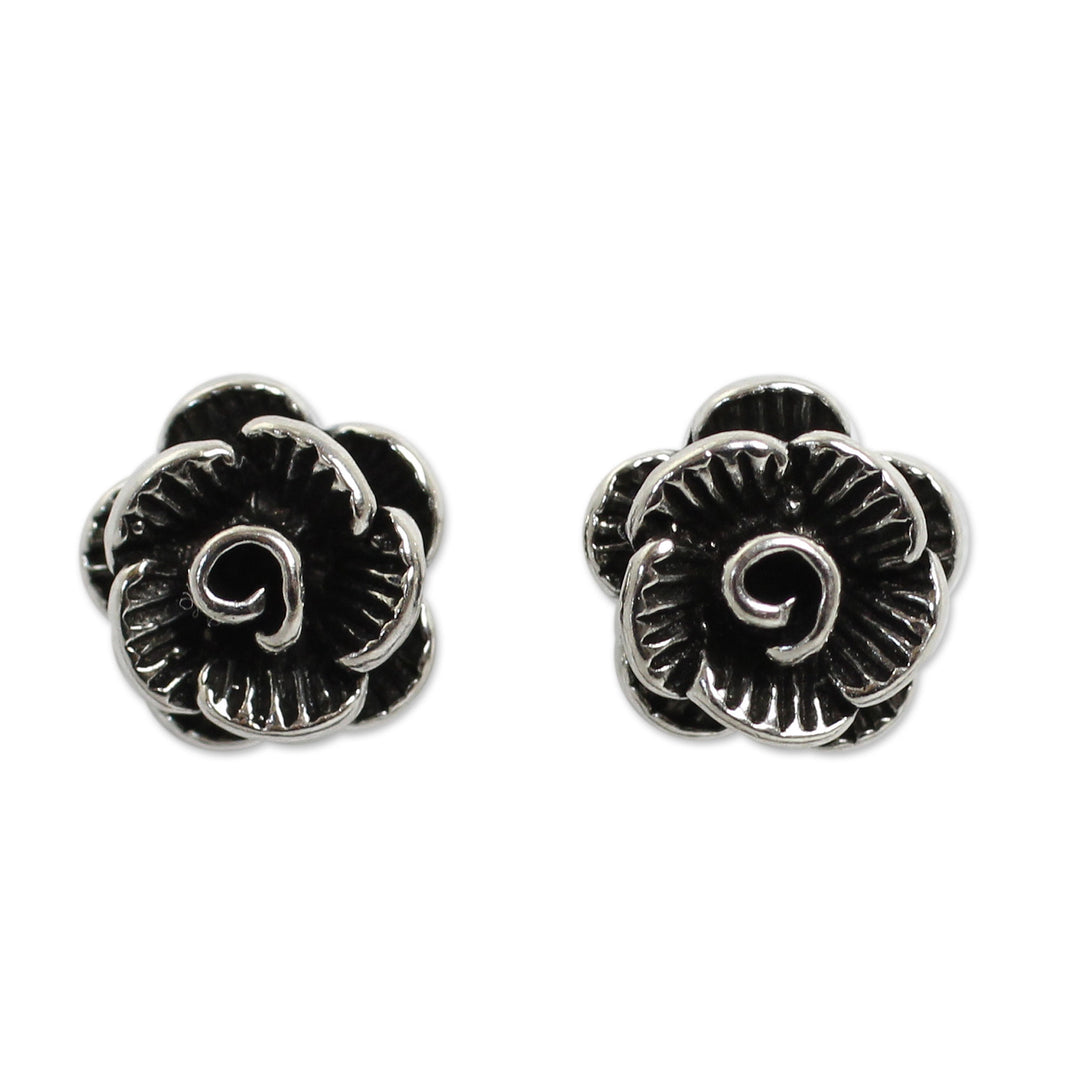 Sterling Flower Earrings - Thai Peony