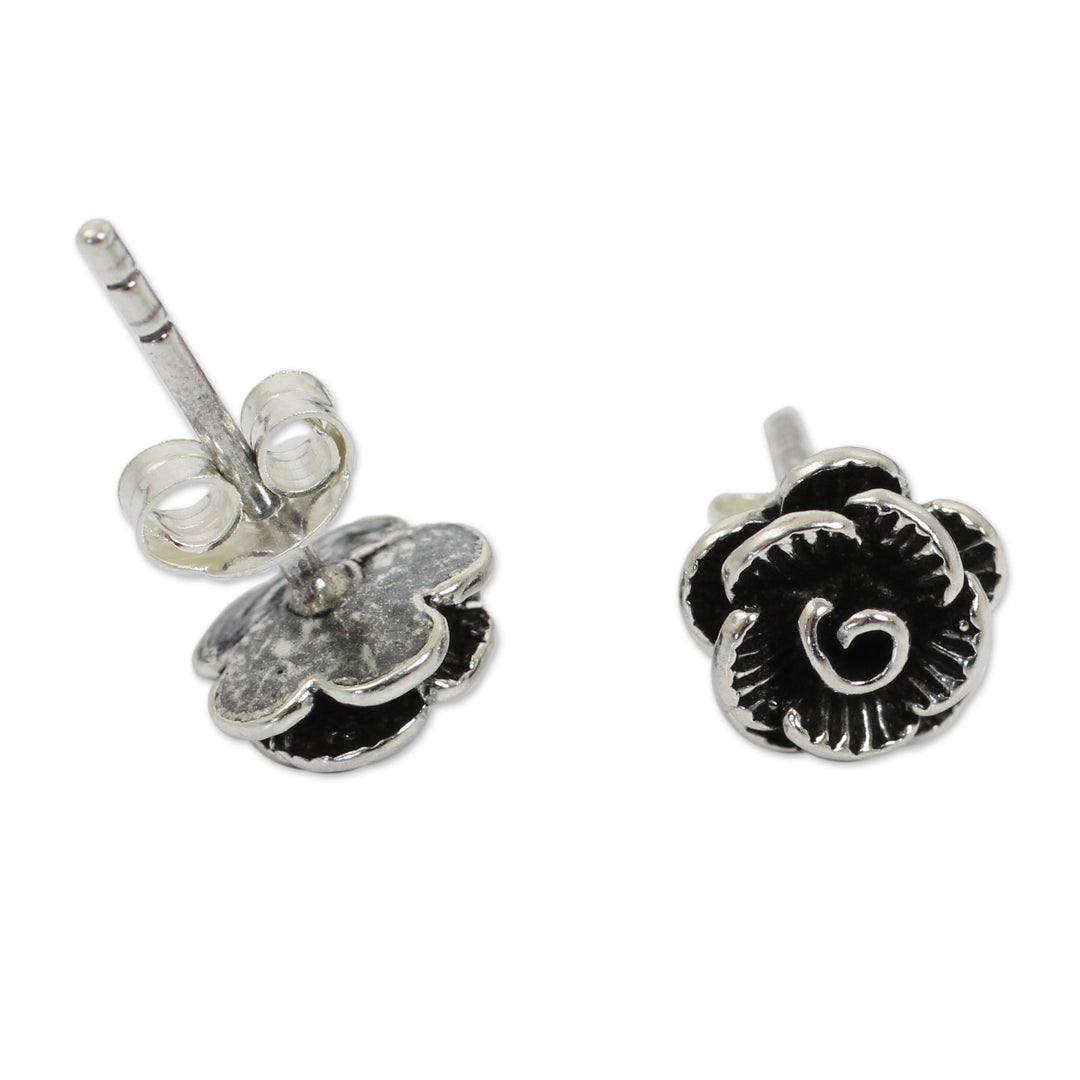 Sterling Flower Earrings - Thai Peony