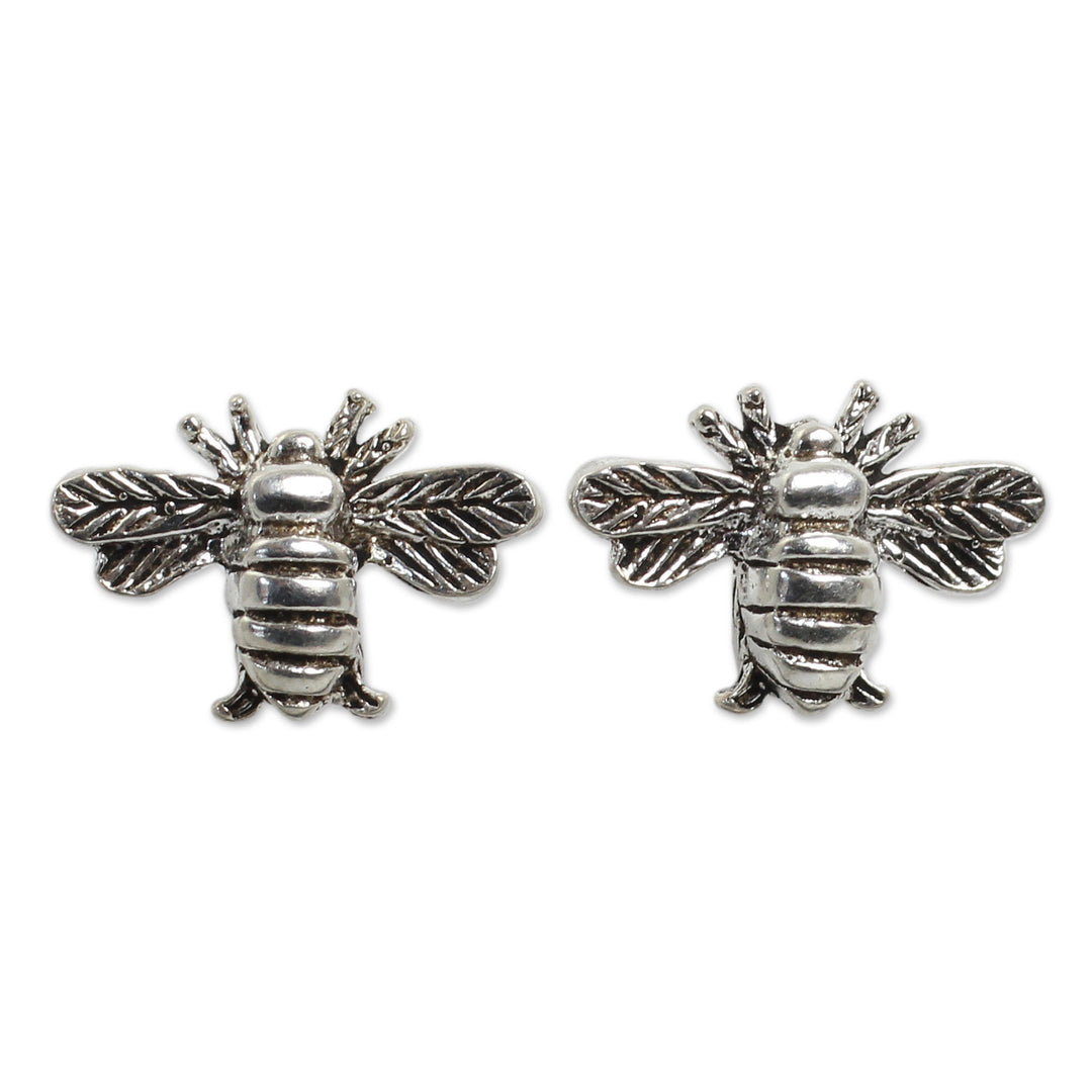 Honeybee Sterling Silver Stud Earrings - Happy Honeybee