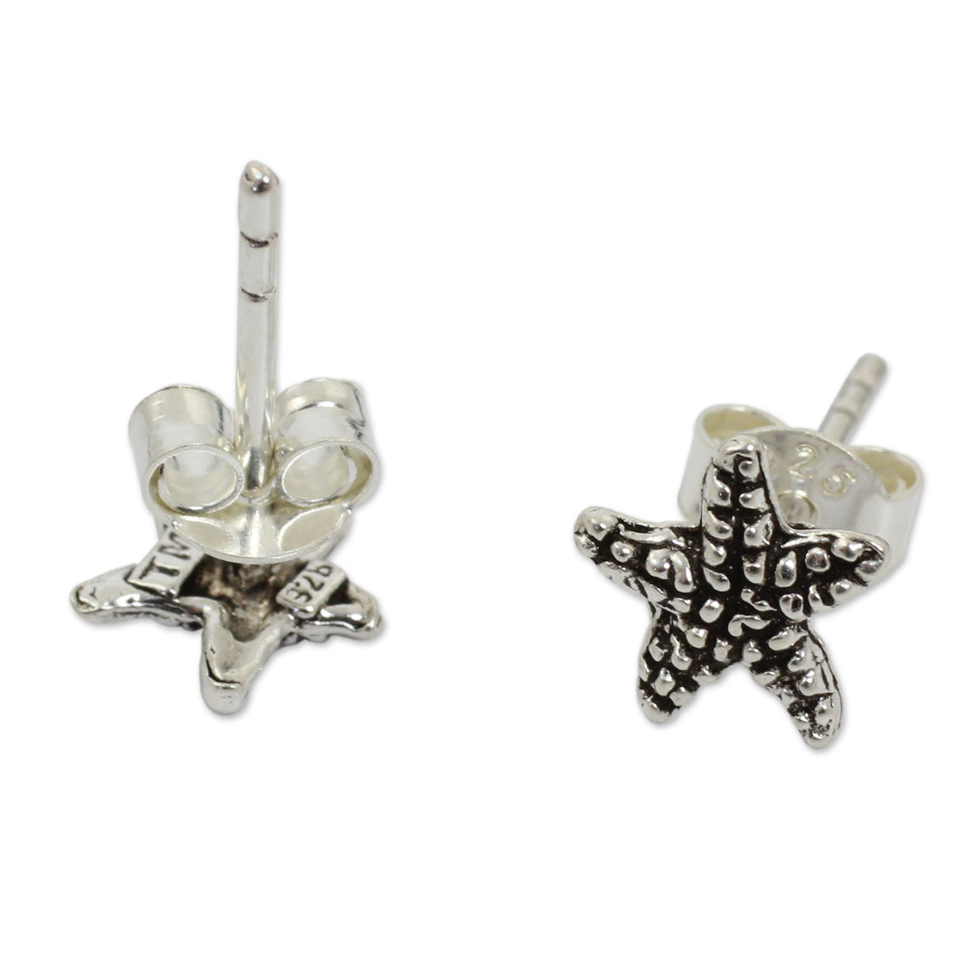 Silver Sea Life Theme Earrings - Baby Starfish