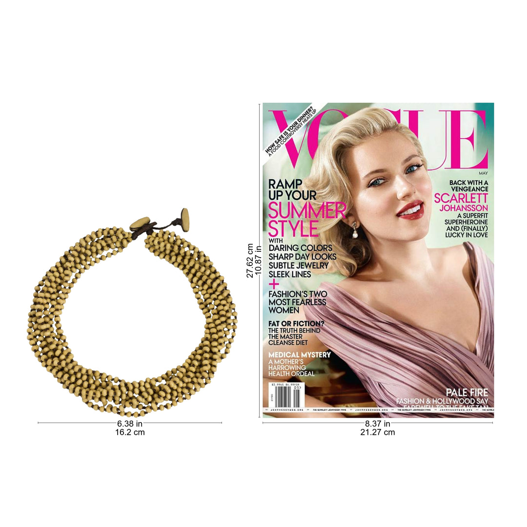 Fair Trade Artisan Crafted Wood Torsade Necklace - Natural Belle