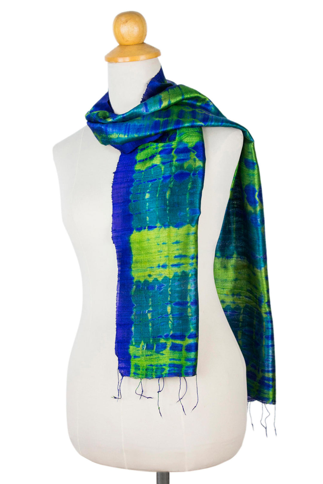 Unique Handcrafted Tie Dyed Silk Scarf - Thai Meadow