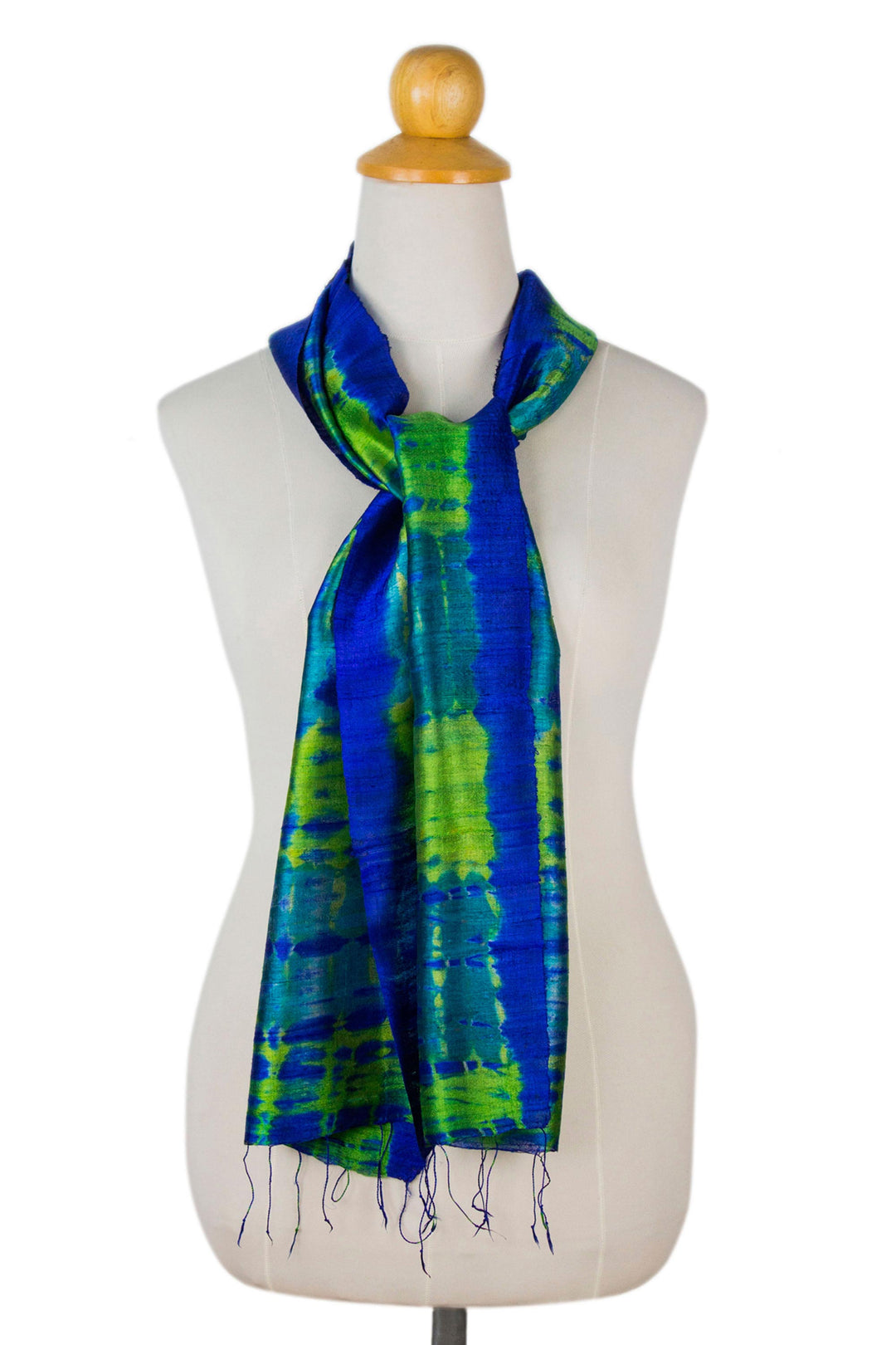 Unique Handcrafted Tie Dyed Silk Scarf - Thai Meadow