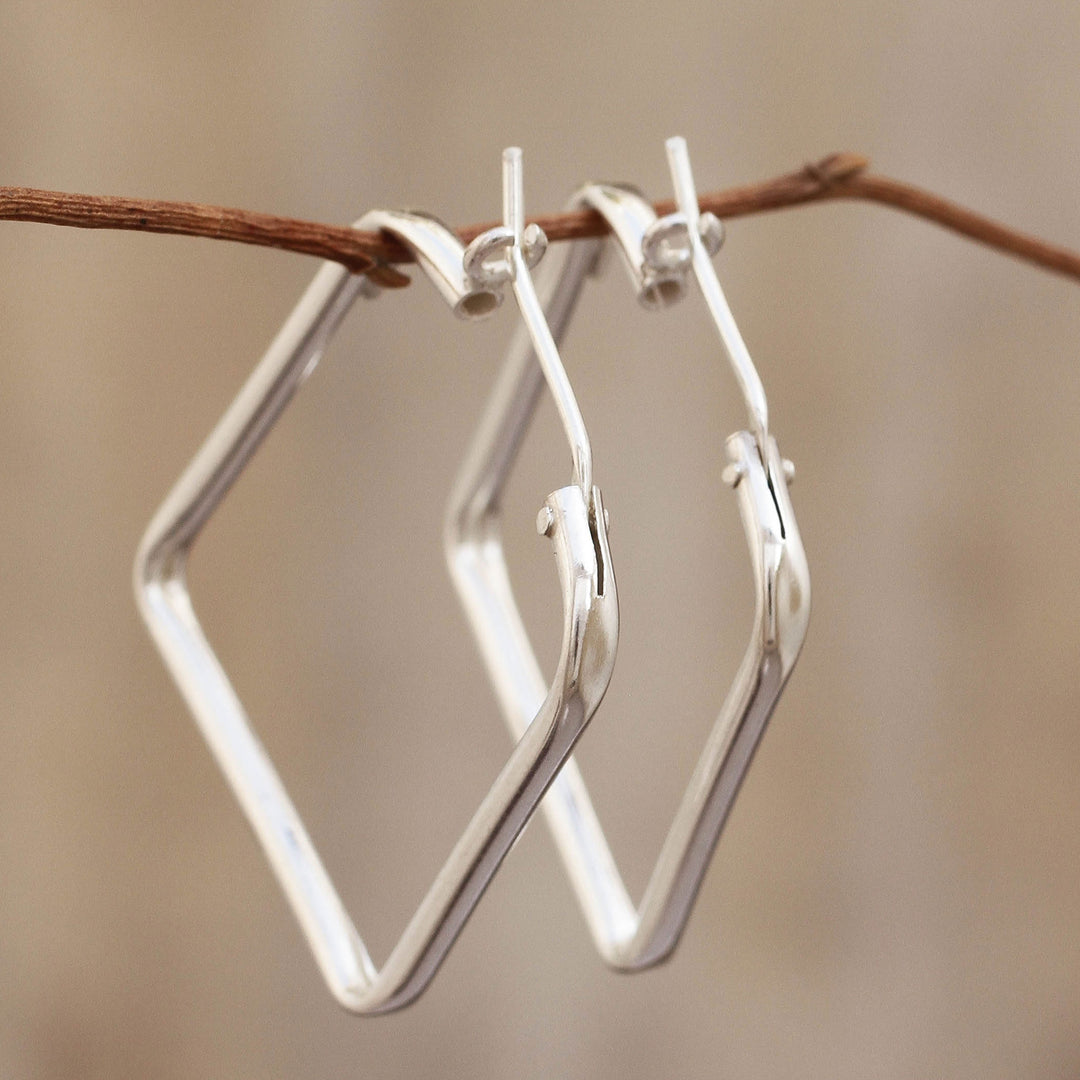 Modern Handmade Silver Hoop Earrings - Goddess of the Forest