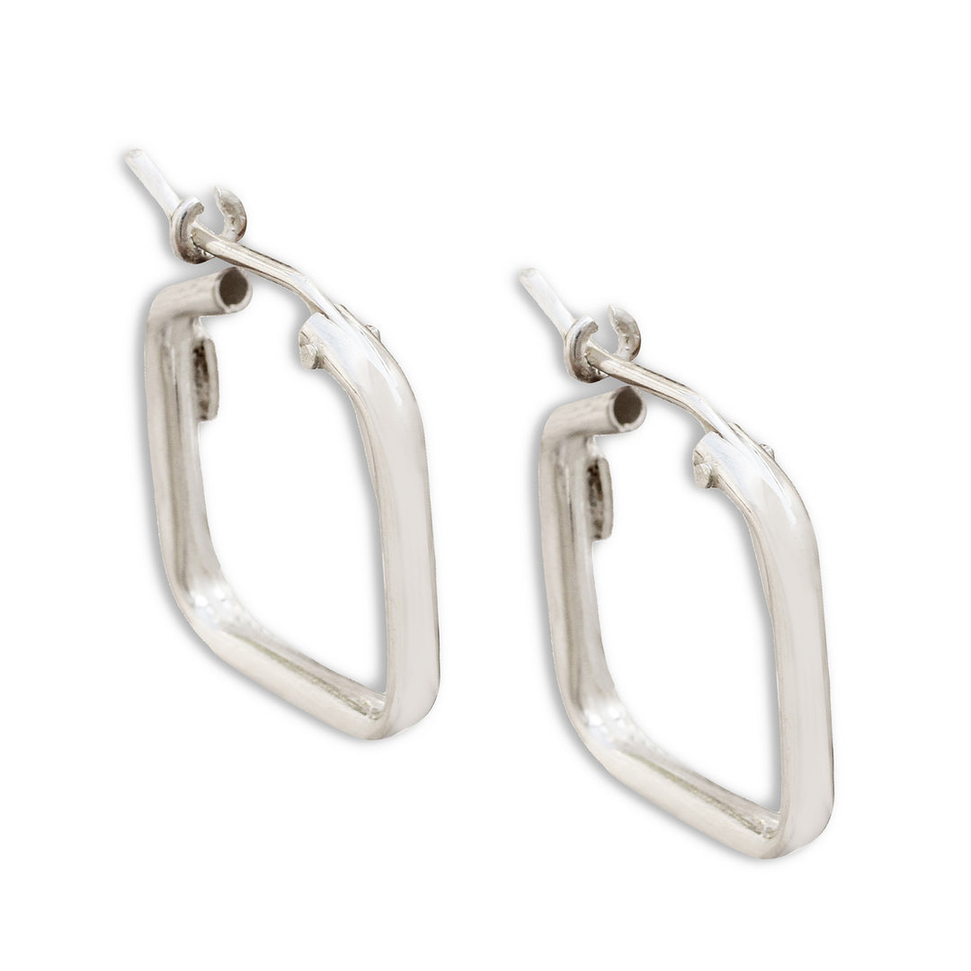 Sterling Silver Squared Modern Hoop Earrings - Goddess of the Lakes