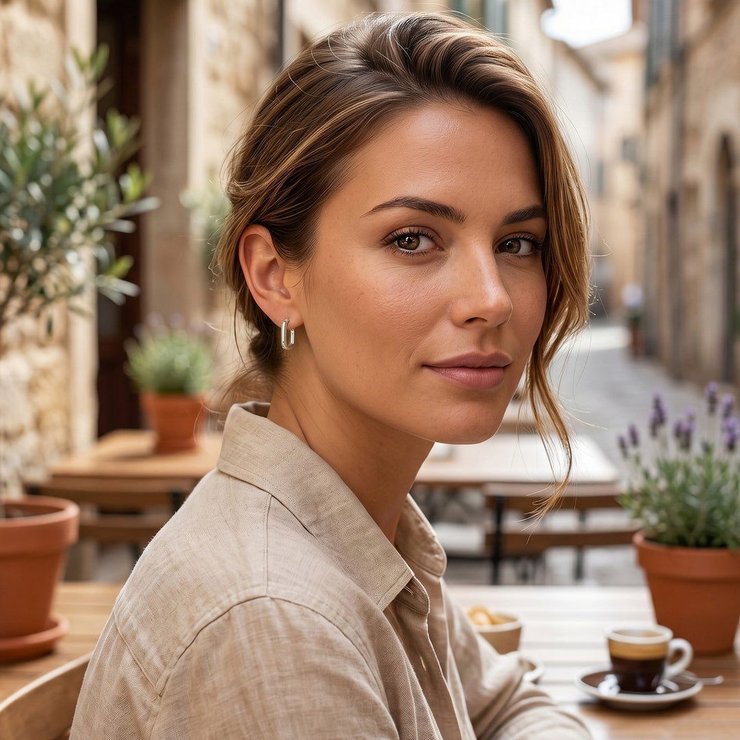 Sterling Silver Squared Modern Hoop Earrings - Goddess of the Lakes