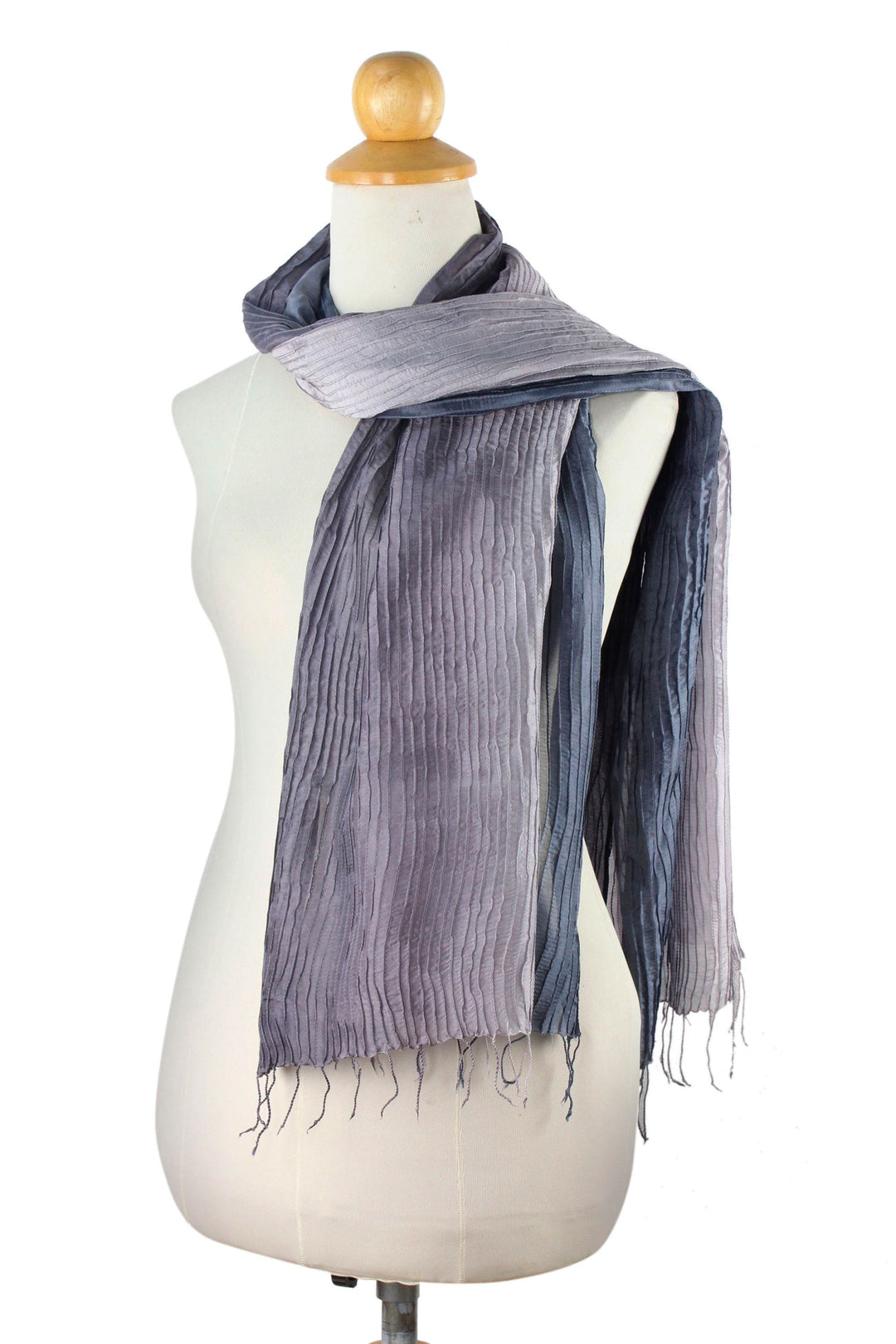 Hand-dyed Silk Scarf from Thailand - Gray Transitions