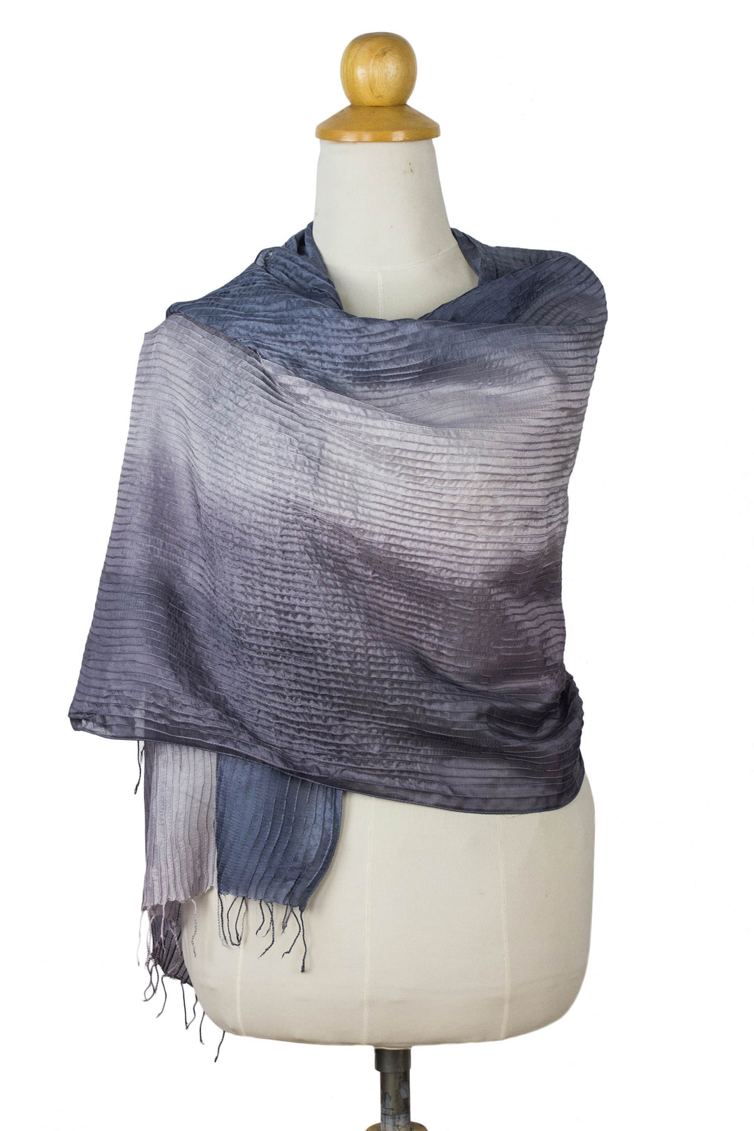 Hand-dyed Silk Scarf from Thailand - Gray Transitions